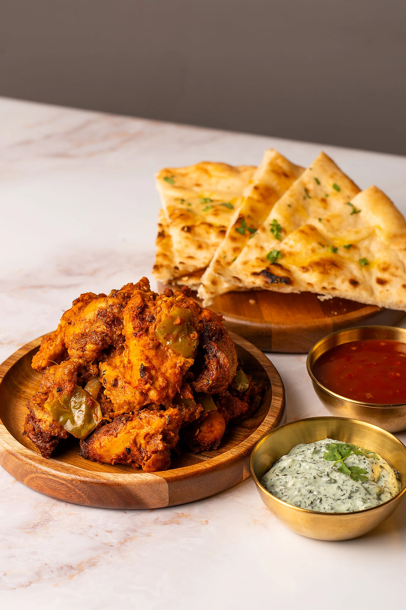 Masala beans and Lahori channa served alongside naan